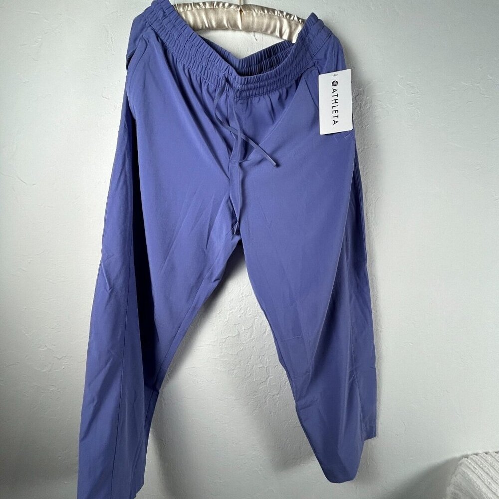 Athleta Arrival Pants Dark Adonis Ankle Straight Leg Sz 12T Blue Purple New $99
